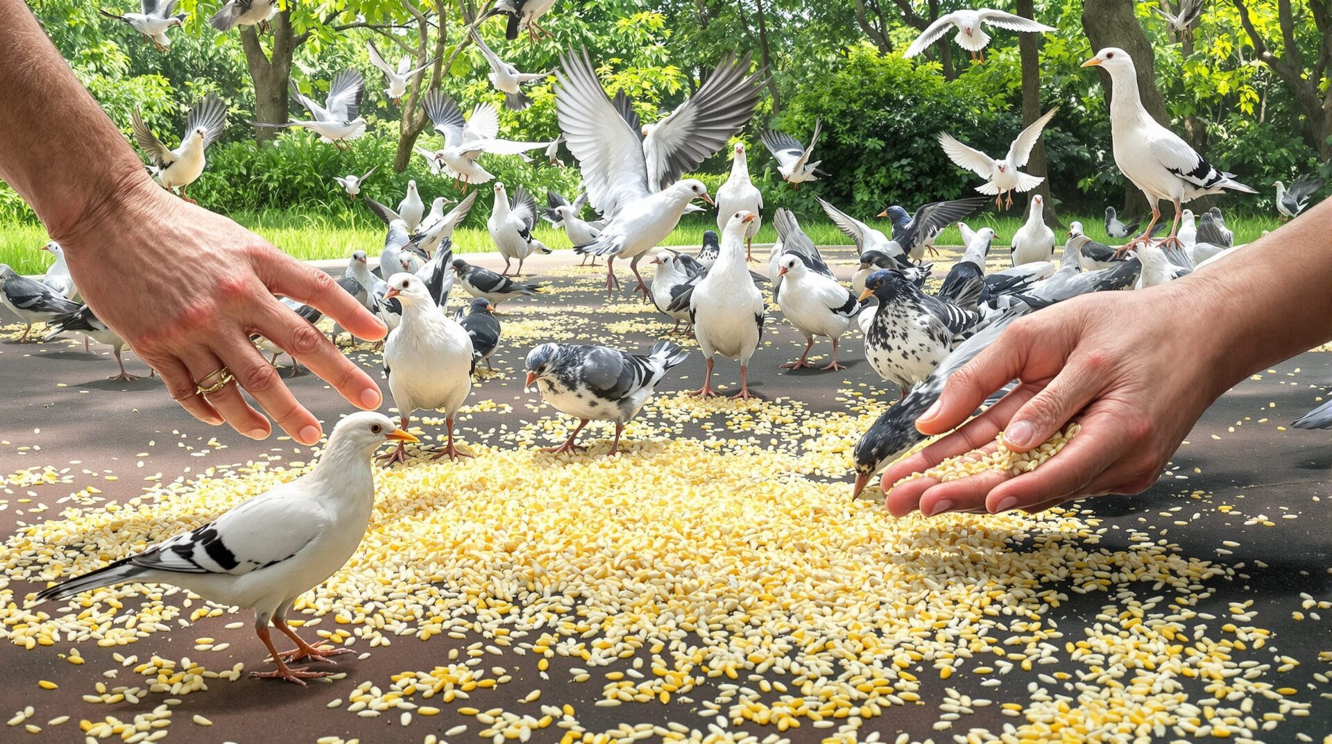 donner du riz aux oiseaux