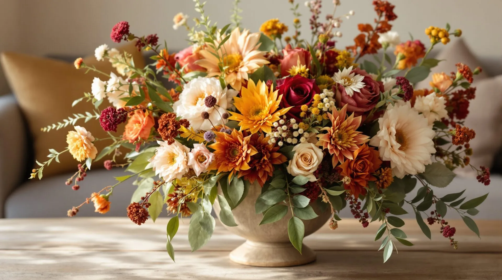 composition florale automne hiver