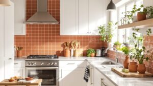 cuisine blanche et terracotta