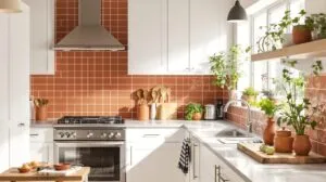 cuisine blanche et terracotta