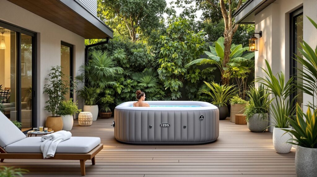 amenagement spa gonflable exterieur