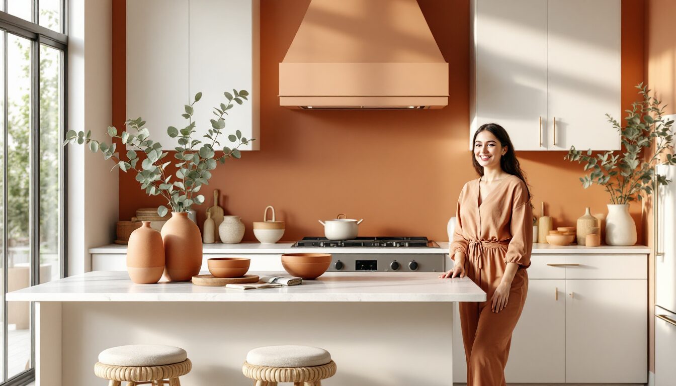 cuisine blanche et terracotta