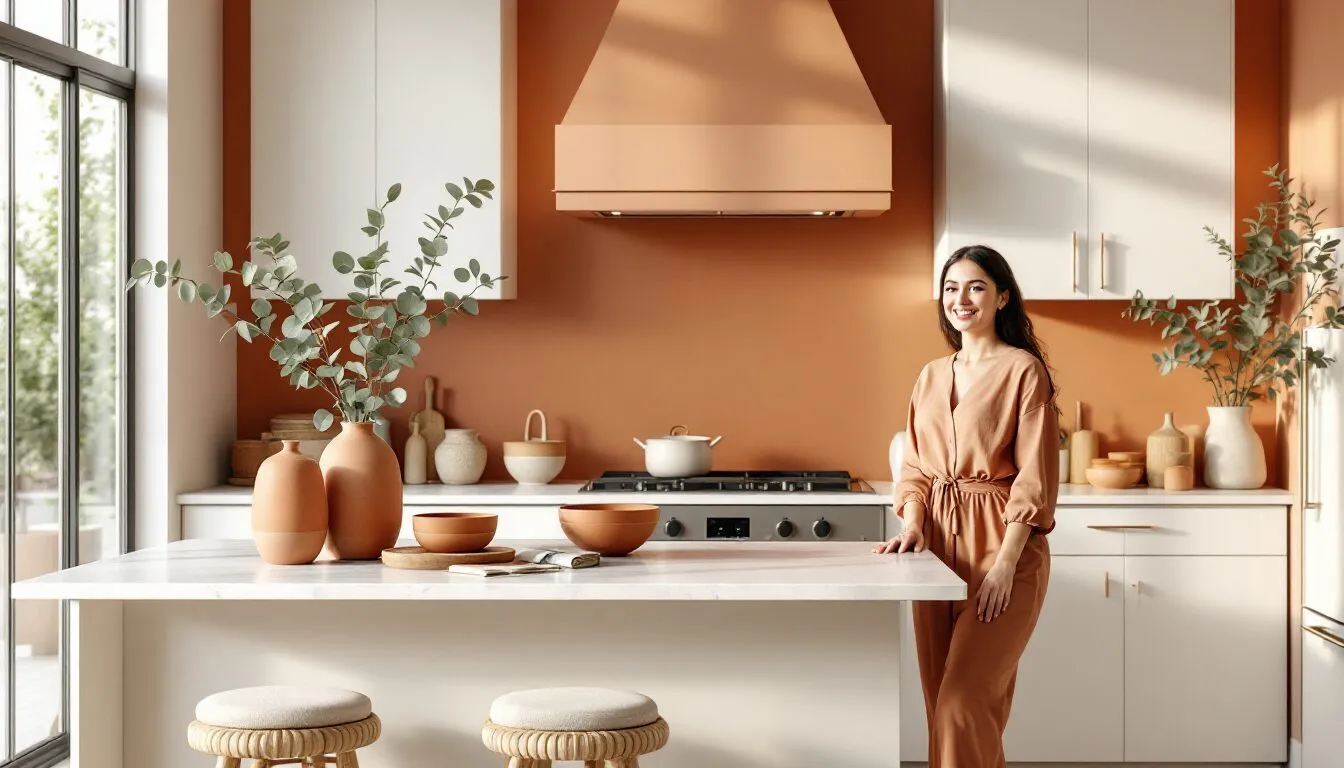 cuisine blanche et terracotta