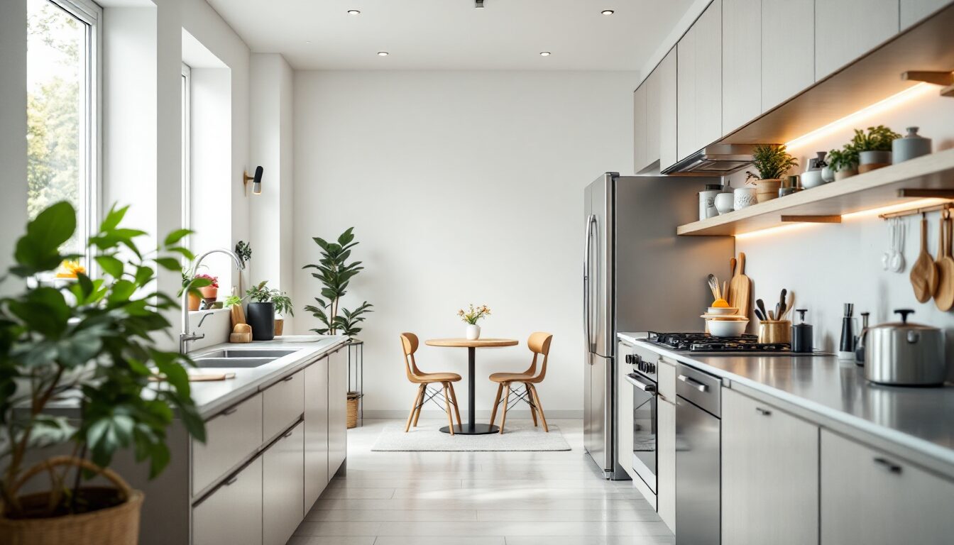 cuisine couloir amenagement