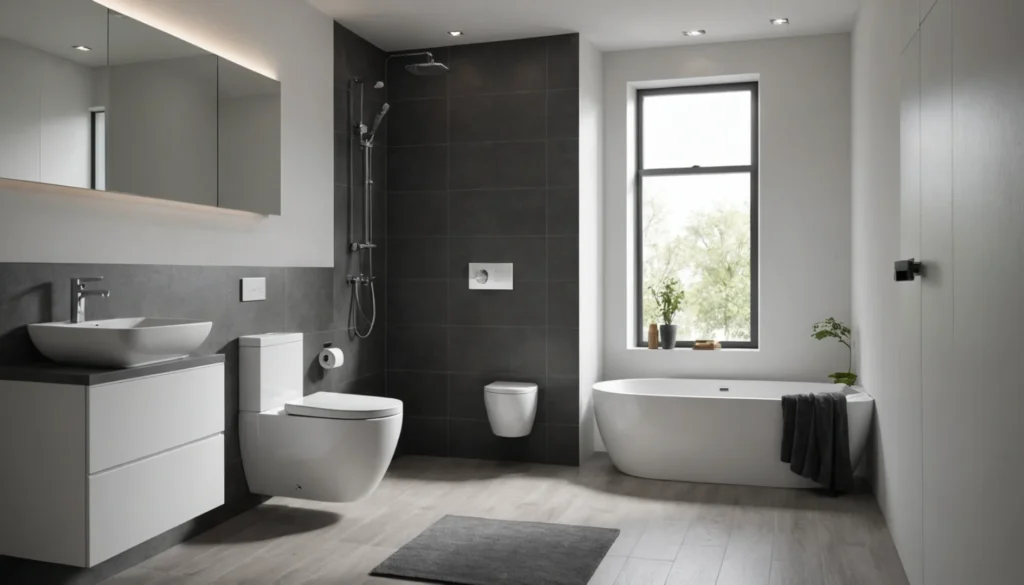 toilettes modernes avec réservoir encastré