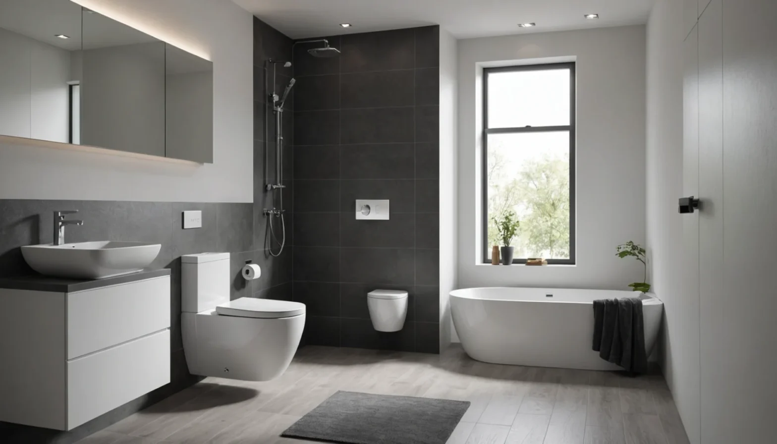 toilettes modernes avec réservoir encastré