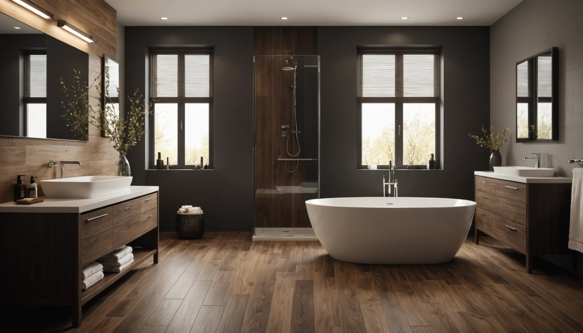 salle de bain avec carreaux imitation bois