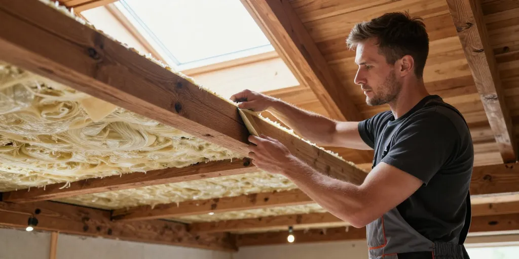 comment isoler un plafond en laissant les poutres apparentes