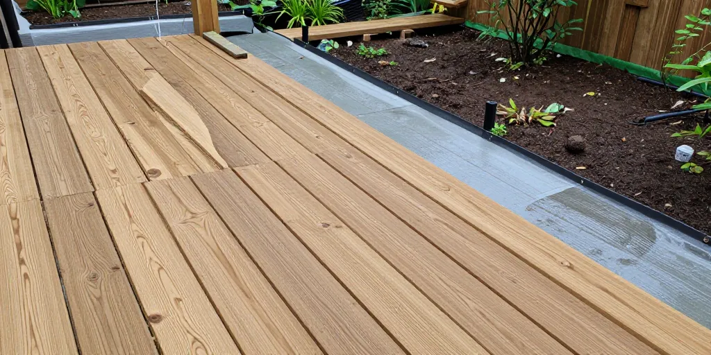 Terrasse en bois dans un jardin humide : les précautions à prendre avant la pose